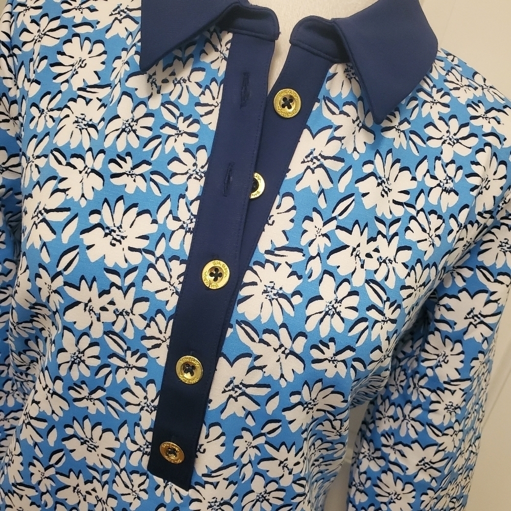 NWT Lilly Pulitzer Ainslee Lunar Blue Palm Beach Petals Dress Size Lge. Ret $188 - Picture 3 of 14